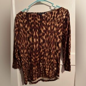 Jones New York cotton animal print top m EUC